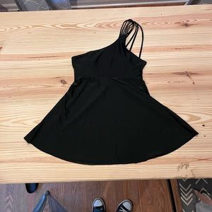 Black one shoulder swim dress